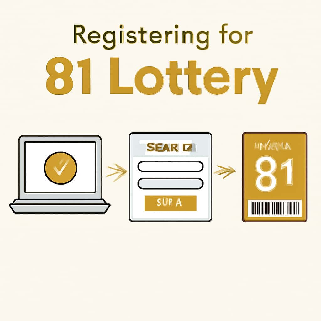 An illustration detailing the steps to register for 81 Lottery.