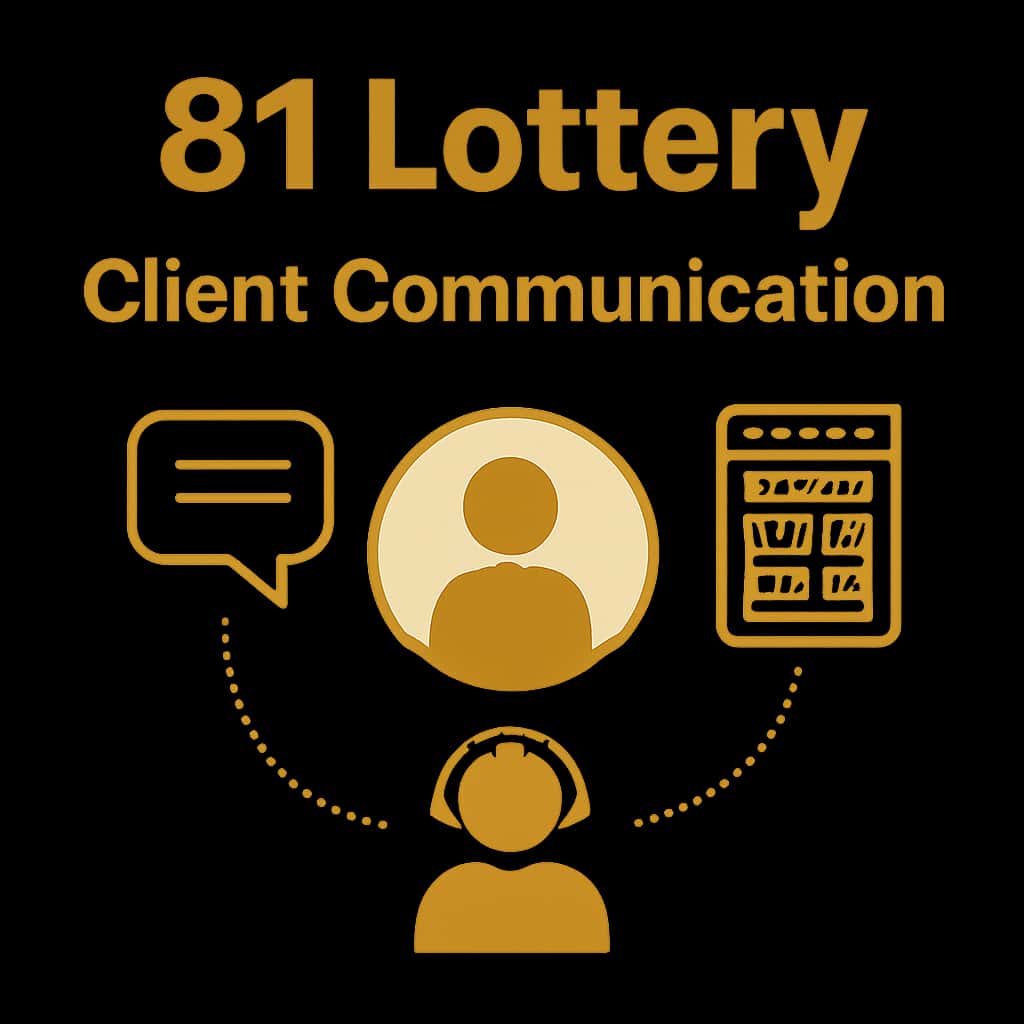 An educational diagram outlining the components of 81 Lottery Client Communication.