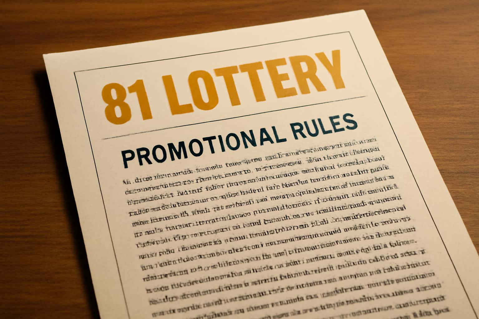 An informational scene depicting 81 Lottery Promotional Rules with a clean visual aesthetic.