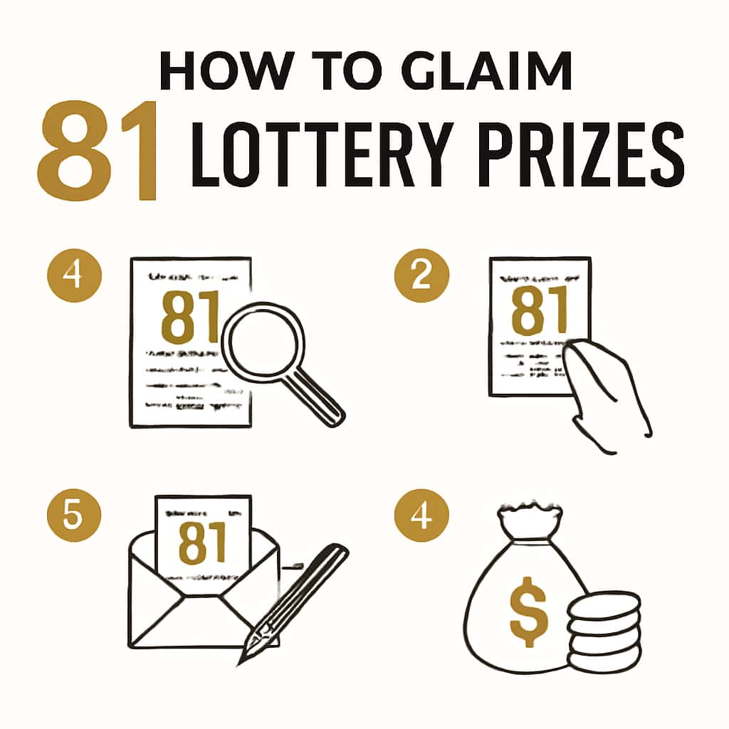 Illustration explaining the steps involved in claiming 81 Lottery prizes.