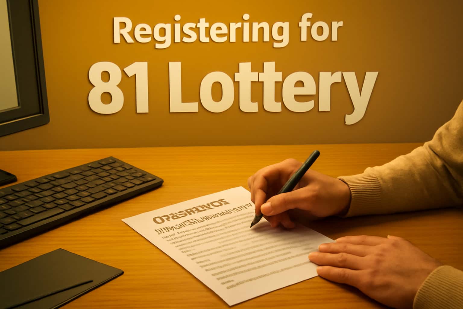 A neutral scene illustrating the 81 Lottery registration process.